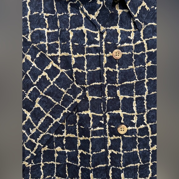 Men’s Damon Short Sleeve Button Down Shirt Navy Blue Check Cotton 1XL BIG - Picture 2 of 8